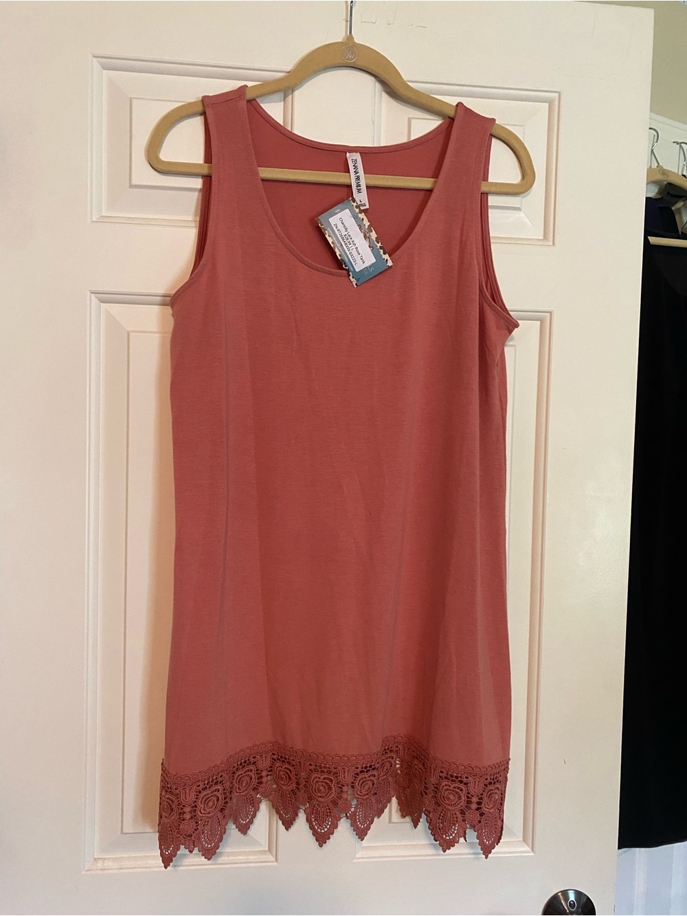 Zenana Outfitters Lace-Hem Tank Slip Dress - Coral Rose